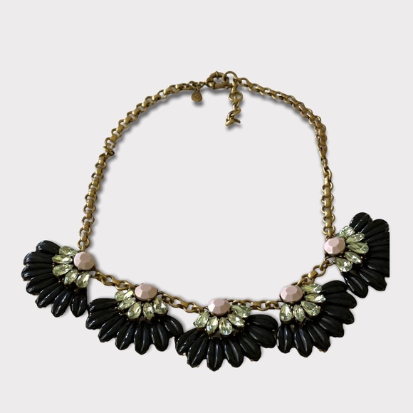 J. CREW Necklace: Black fan statement necklace + pastel accents GT hardware.